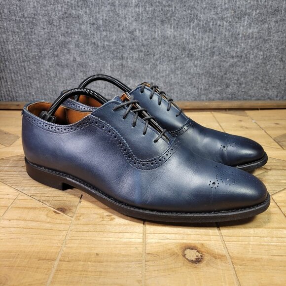 Allen Edmonds Mens 11 B Cornwallis Oxford Dress Shoe Blue Leather Medallion USA - Picture 1 of 12